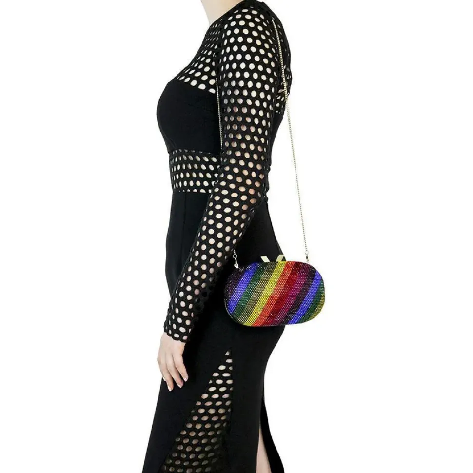 olga_berg__rainbow_pot_of_6.webp Olga Berg - Rainbow POT OF GOLD Hotfix Oval Clutch Bag - OB7455