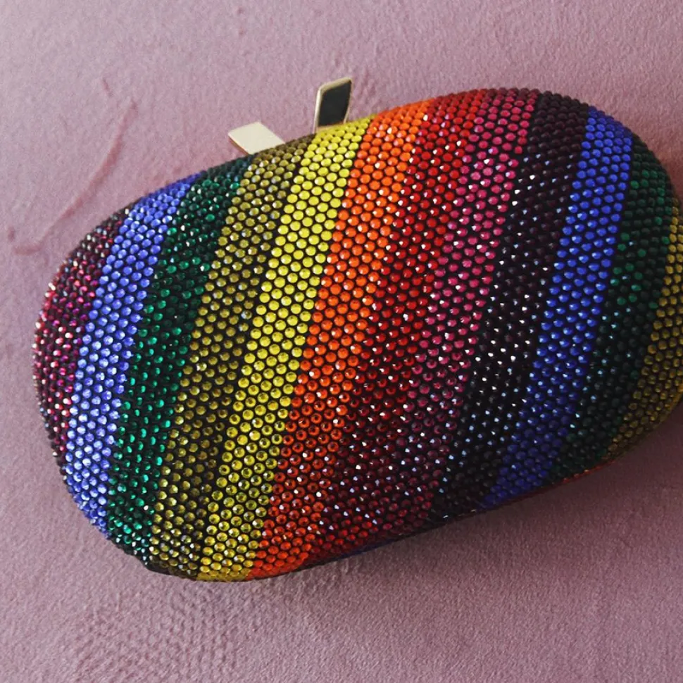 olga_berg__rainbow_pot_of_8.webp Olga Berg - Rainbow POT OF GOLD Hotfix Oval Clutch Bag - OB7455