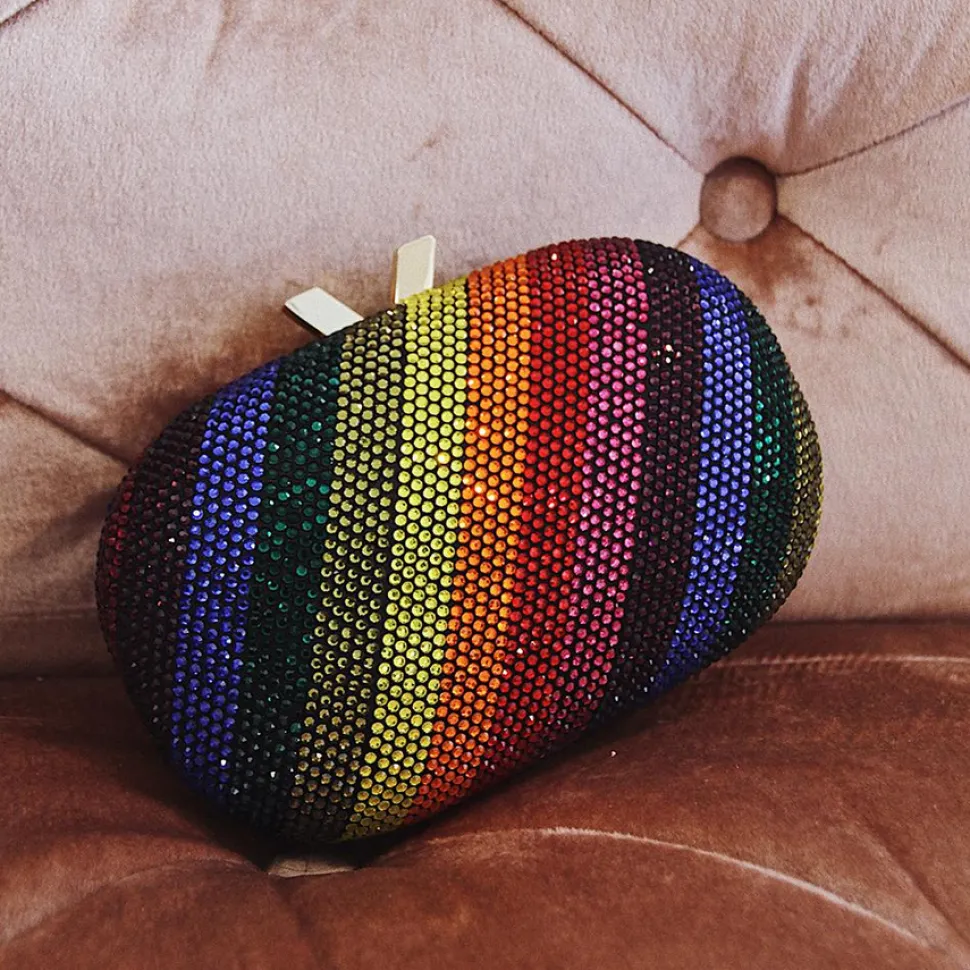 olga_berg__rainbow_pot_of_9.webp Olga Berg - Rainbow POT OF GOLD Hotfix Oval Clutch Bag - OB7455