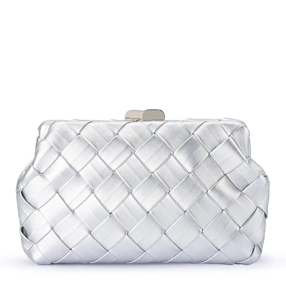 olga_berg__silver_quinn_w_0.webp Olga Berg - Silver QUINN Woven Clutch - OB2122
