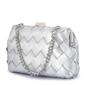 Olga Berg - Silver QUINN Woven Clutch - OB2122