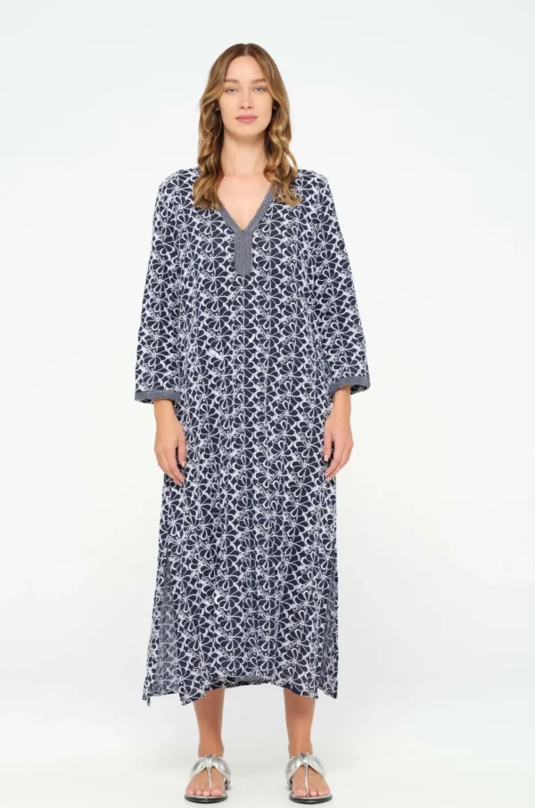 Oneseason - Pondicherry Embroidery - Cotton - Navy/White FINAL SALE
