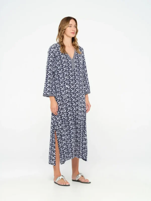 Oneseason - Pondicherry Embroidery - Cotton - Navy/White FINAL SALE