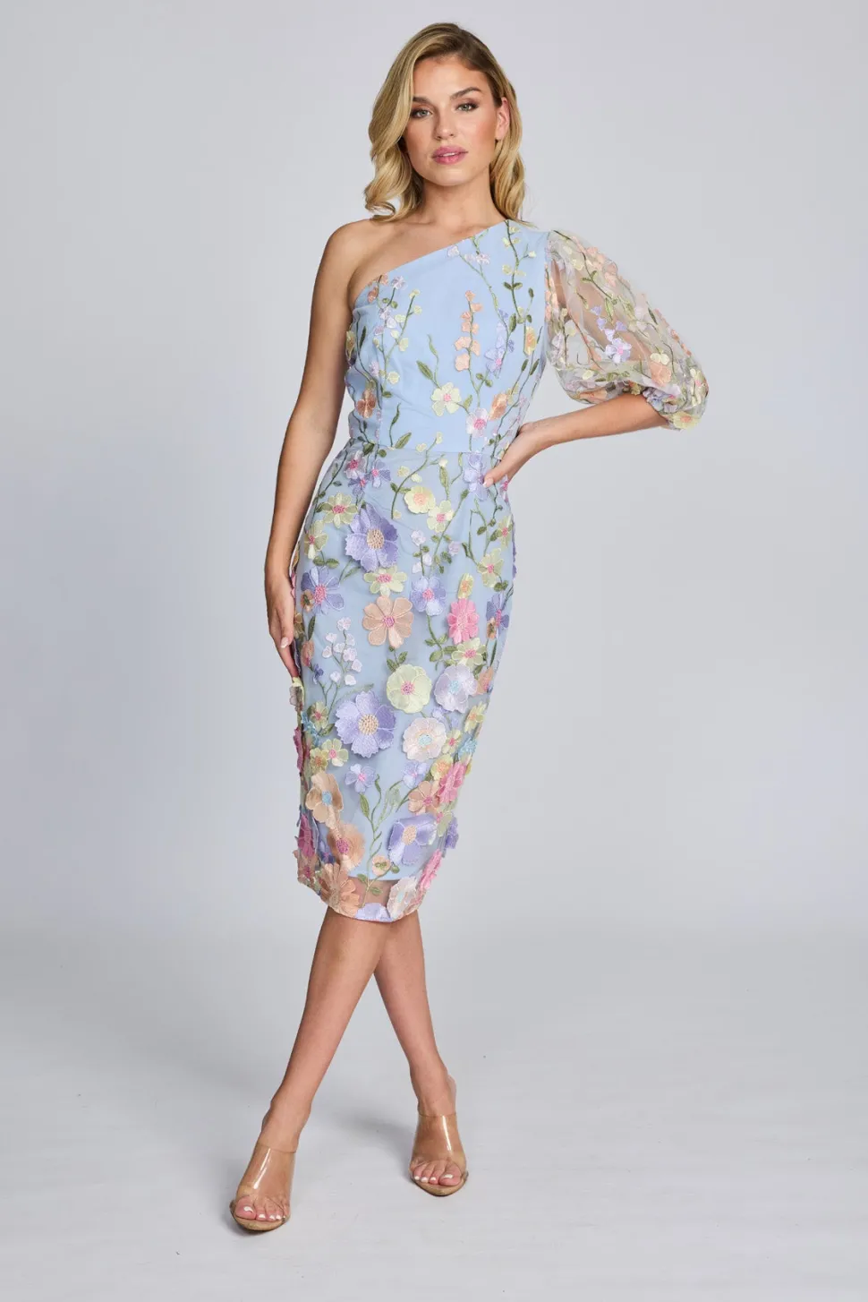 romance__blake_one_sleeve_0-1.webp Romance - Blake One Sleeve Dress - Lilac Flower