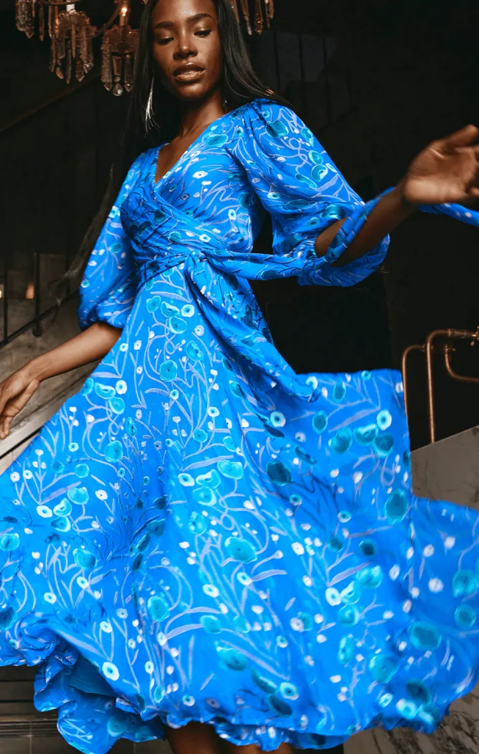 sacha_drake__bowerbird_wr_0.webp Sacha Drake - Bowerbird Wrap Dress - Periwinkle Poppy