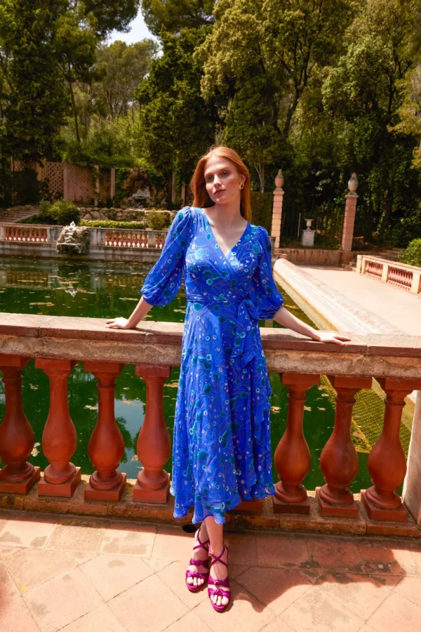 Sacha Drake - Bowerbird Wrap Dress - Periwinkle Poppy
