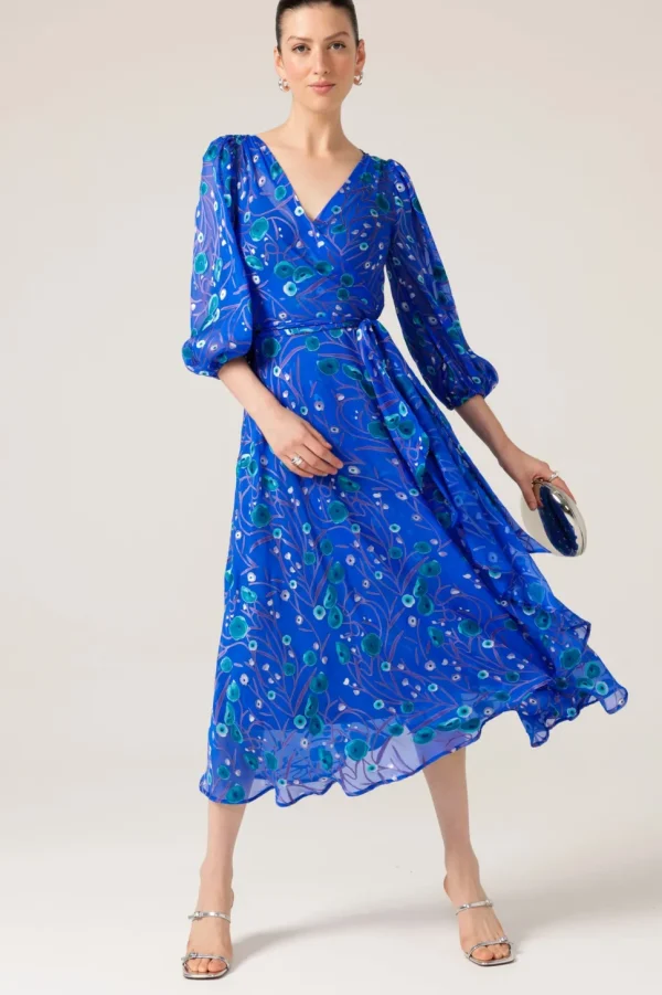 Sacha Drake - Bowerbird Wrap Dress - Periwinkle Poppy