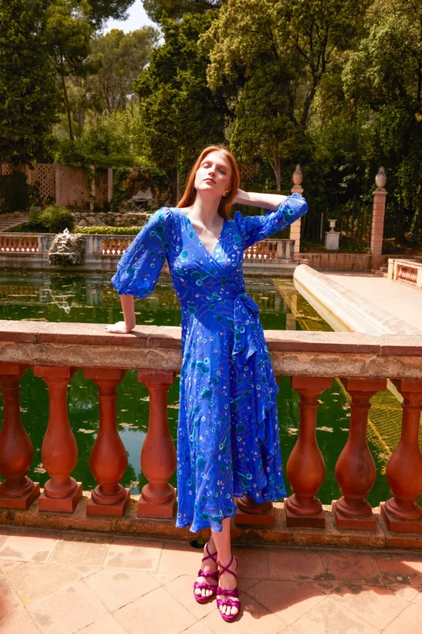 Sacha Drake - Bowerbird Wrap Dress - Periwinkle Poppy