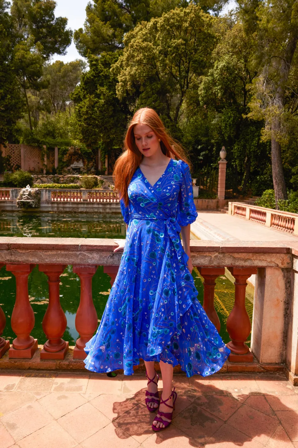 sacha_drake__bowerbird_wr_9.webp Sacha Drake - Bowerbird Wrap Dress - Periwinkle Poppy