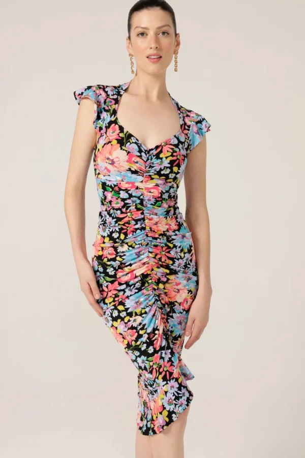 Sacha Drake - Gouldian Finch Dress - Black Multi Floral FINAL SALE