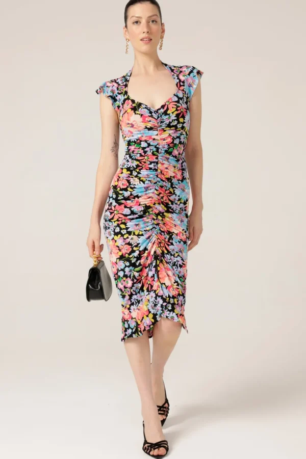 Sacha Drake - Gouldian Finch Dress - Black Multi Floral FINAL SALE