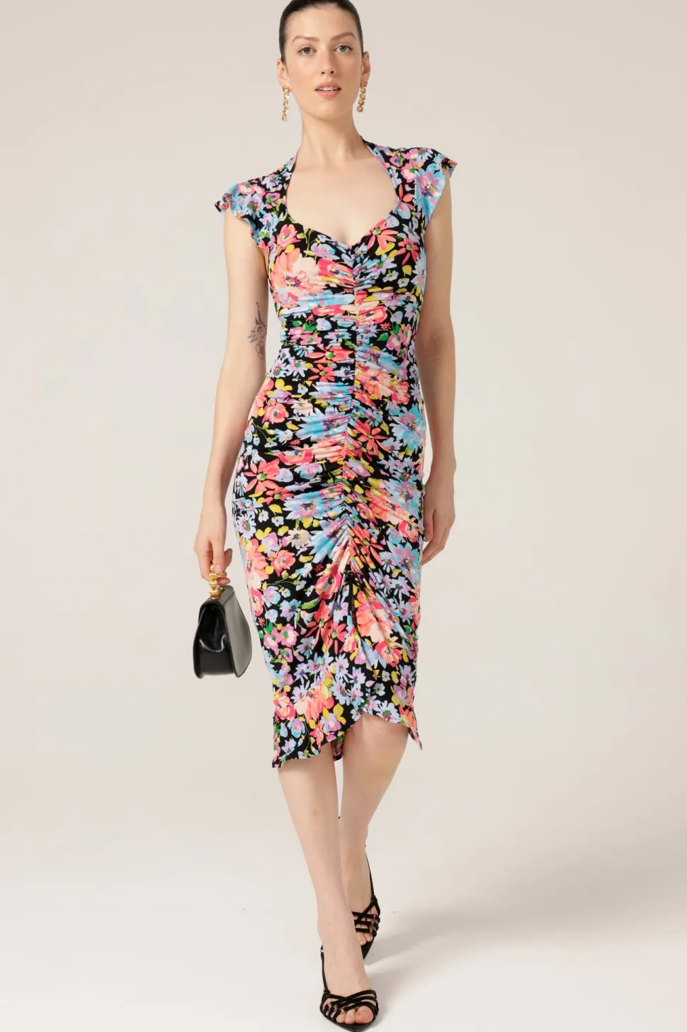 sacha_drake__gouldian_fin_1.webp Sacha Drake - Gouldian Finch Dress - Black Multi Floral FINAL SALE