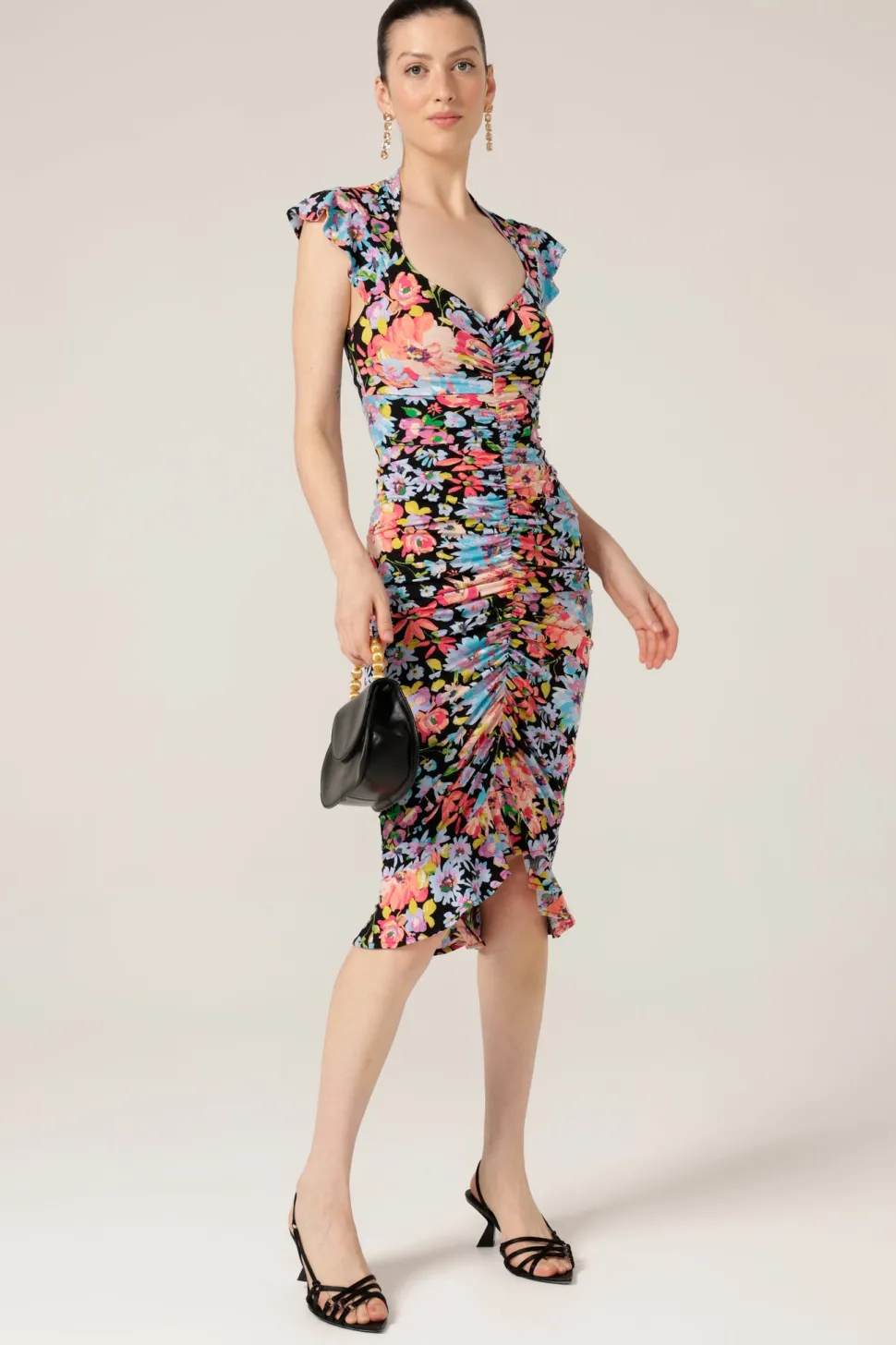 sacha_drake__gouldian_fin_2.webp Sacha Drake - Gouldian Finch Dress - Black Multi Floral FINAL SALE