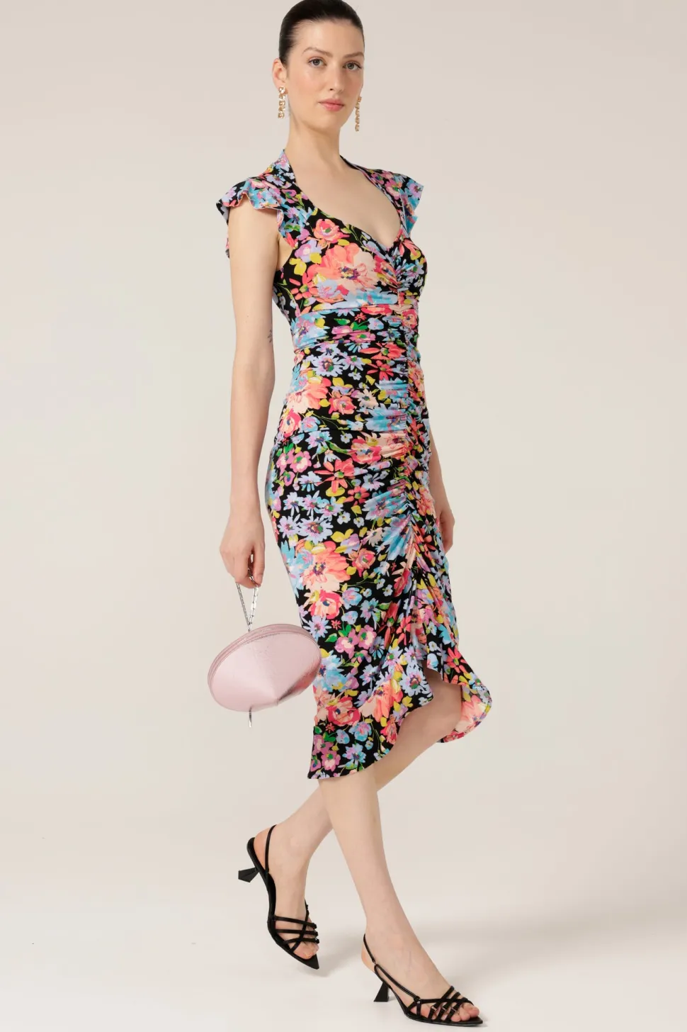 sacha_drake__gouldian_fin_3.webp Sacha Drake - Gouldian Finch Dress - Black Multi Floral FINAL SALE