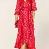Sacha Drake - Lily Fire Wrap Dress - Pink Red Floral