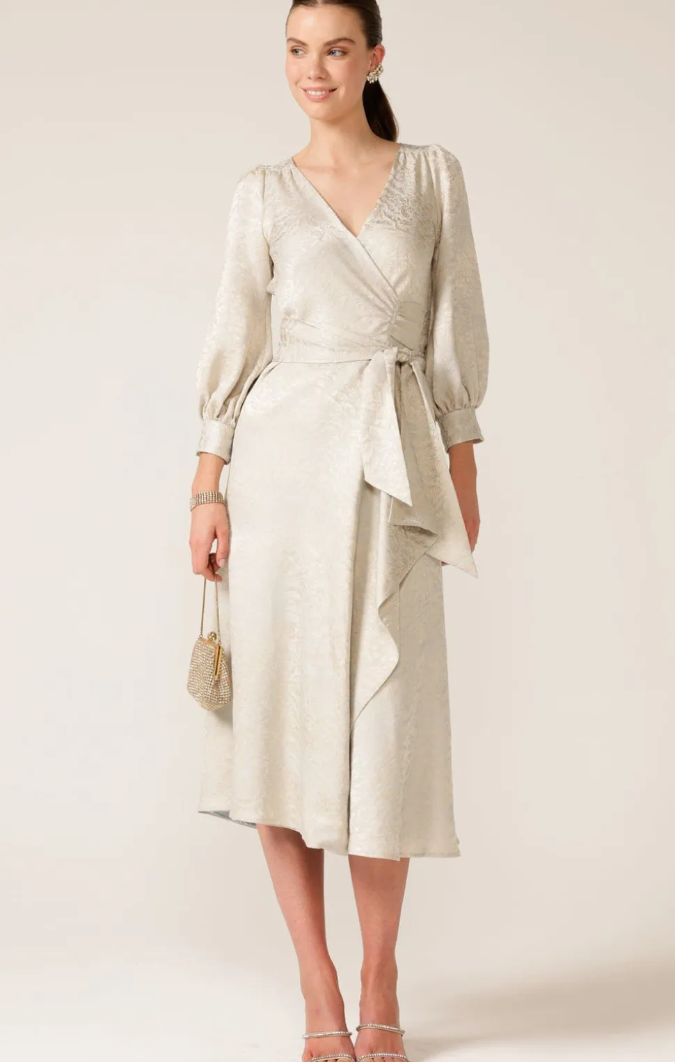 sacha_drake__versailles_w_4.webp Sacha Drake - Versailles Wrap Dress - Oyster Jacquard